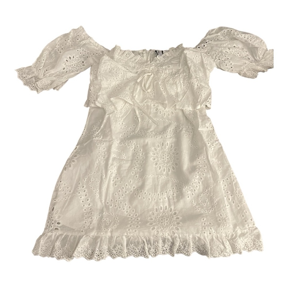 NWT Lost+wander Petals Of The Sky Mini Dress Women’s SZ L Boho Ruffle Baby Dol
